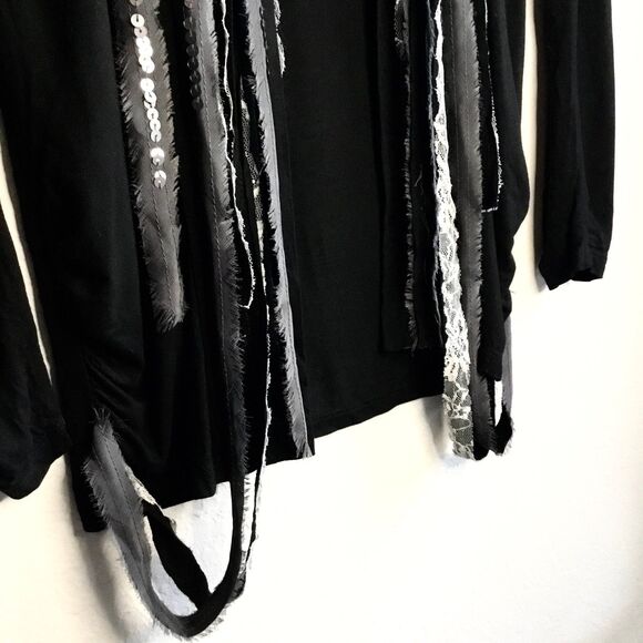 BKE Boutique cardigan with lace and sequin strips collar witchy boho hippie S - Picture 4 of 4
